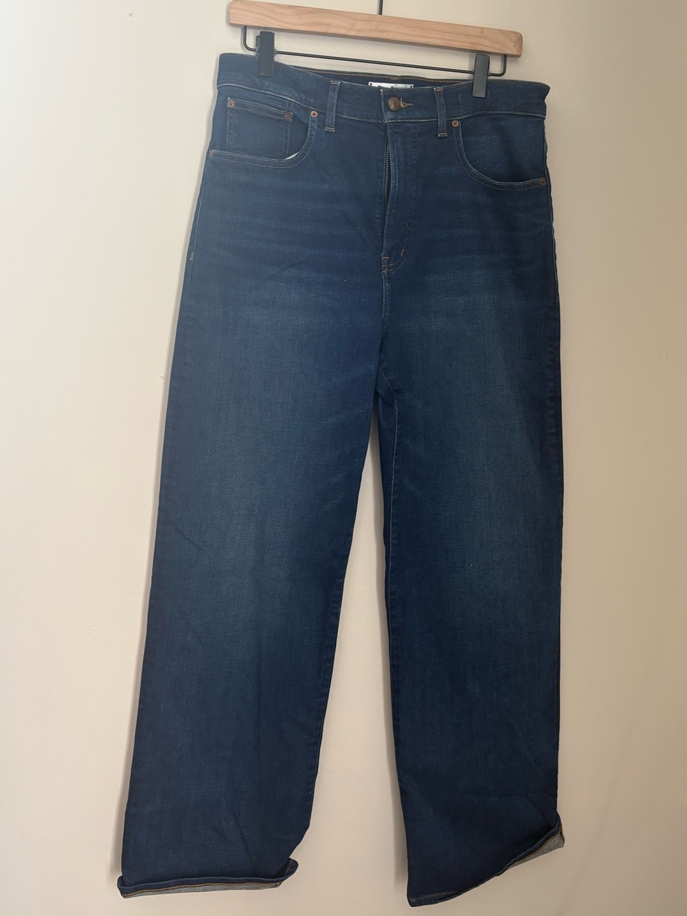Madewell Perfect Vintage Wide Leg Blue Jeans Women size 30 Boho Chic Stretch CD